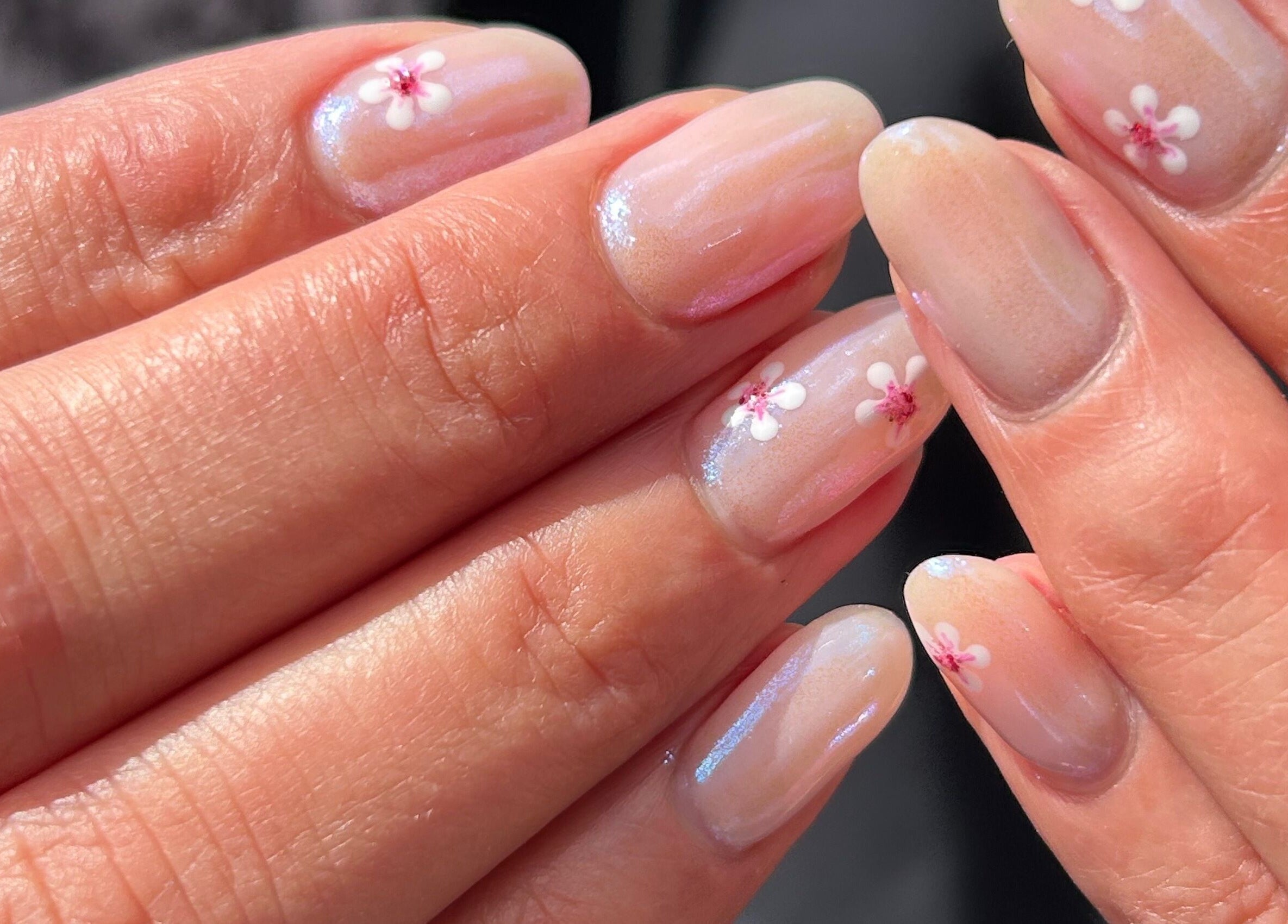 Delicate floral nail art at Gym Bunny Nails, Auckland, Auckland, NZ, offering elegant manicures.
