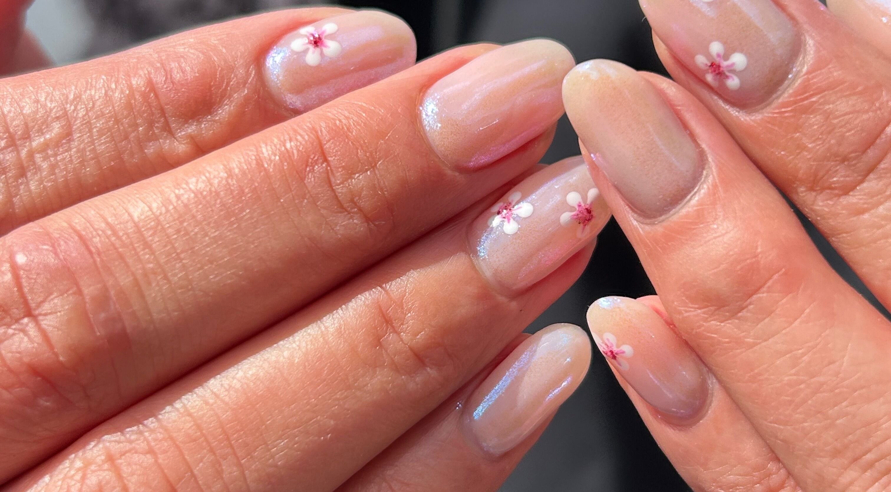 Delicate floral nail art at Gym Bunny Nails, Auckland, Auckland, NZ, offering elegant manicures.