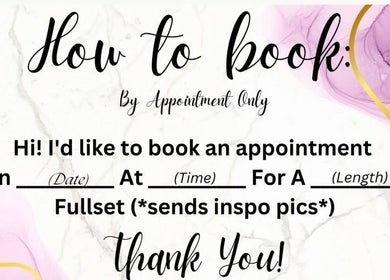 Booking instructions for appointments at _kays_beauty_bar_ in Durban, Kwazulu-Natal, ZA with purple design.