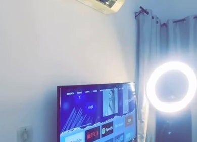 Bright ring light and smart TV at Everythingblessing Xaesthetic, Lekki, Lagos, NG, creating a chic ambiance.