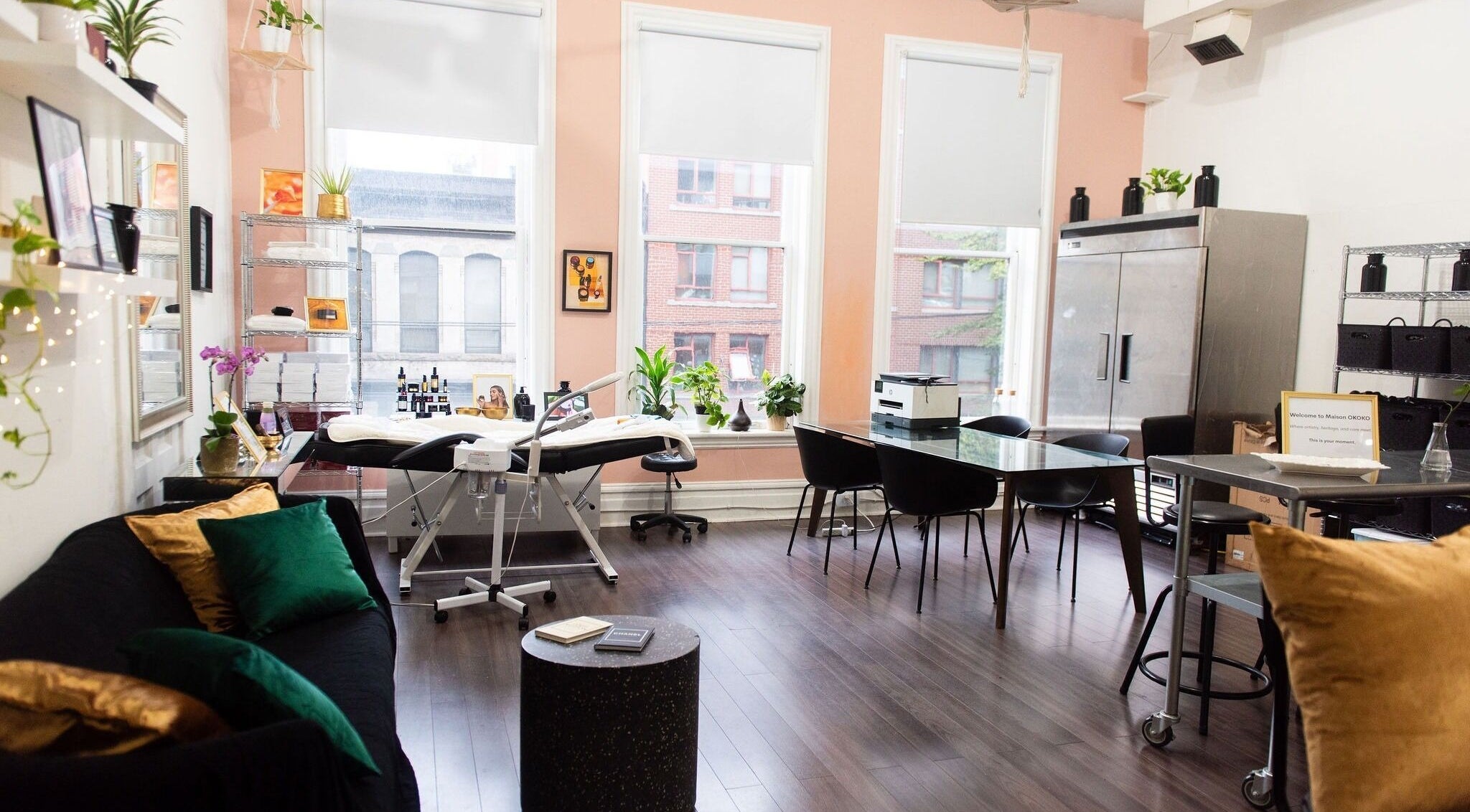 Chic interior of Maison OKOKO, Vancouver, British Columbia, CA, showcasing a modern, serene workspace.