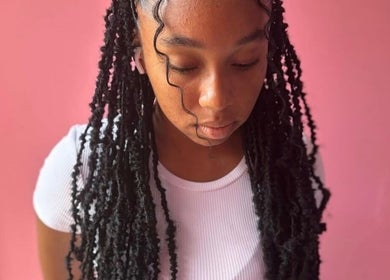 Stylish hair braids at Shearsblessinghairsalon, Bridgetown, Saint Michael, BB. Experience elegance and skill.
