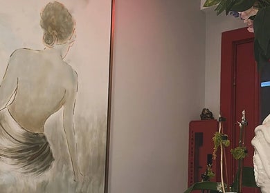 Elegant wall art decorates No.1 Nassau Spa, Syosset, New York, US, creating a serene ambiance.