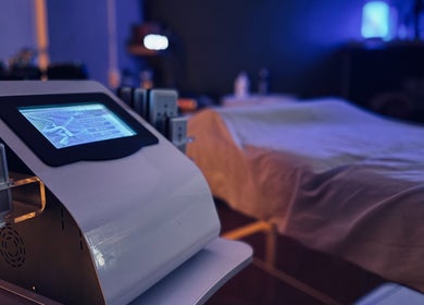 Relaxing treatment room at Bahia Wellness Curaçao, featuring advanced beauty equipment in Willemstad, Curaçao, CW.