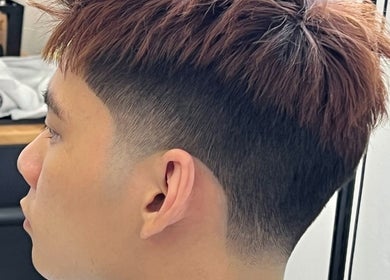 Close-up of a fade cut hairstyle at Dear Space Barber & Co, Petaling Jaya, Selangor, MY.