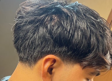 Close-up of a stylish haircut at Dear Space Barber & Co, Petaling Jaya, Selangor, MY.