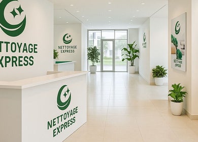 Entrée moderne de NETTOYAGE EXPRESS à Niort, Nouvelle-Aquitaine, FR avec décoration minimaliste et plantes.