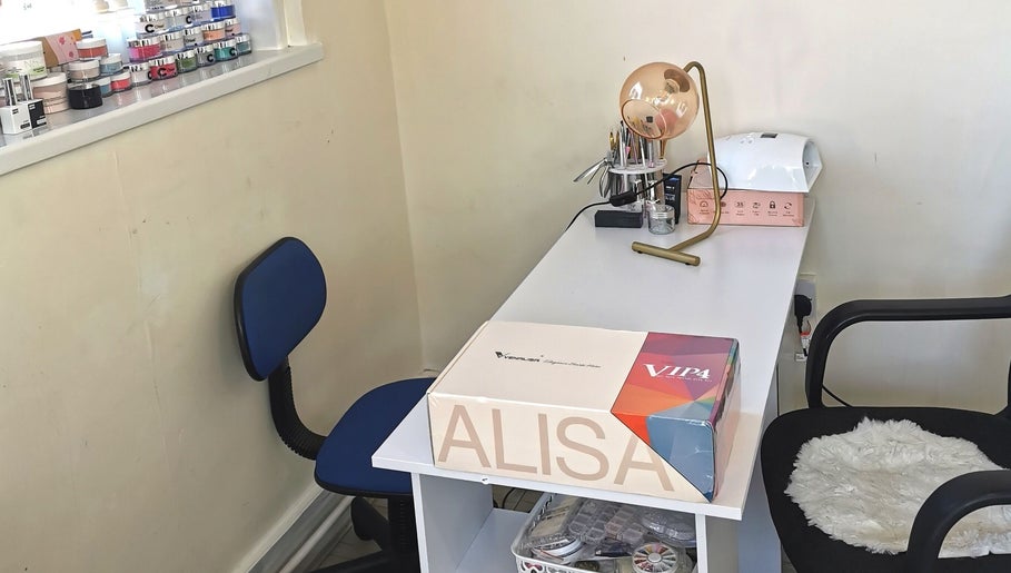 Cozy nail station at Princess Nails Swansea, Swansea, Wales, GB showcasing tools and products.