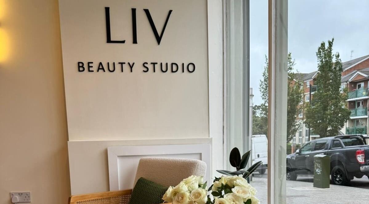 LIV BEAUTY STUDIO entrance showing a cozy seating area in Southend-on-sea, England, GB.