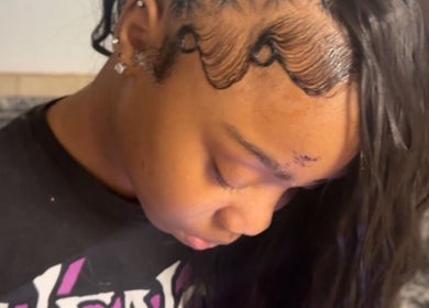 Intricate hair styling at IcedbyN, showcasing edge design in Fort Myers, Florida, US.
