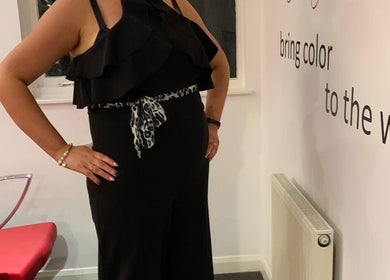 Stylish salon interior at Hair by Emma, Portlethen, Scotland, GB with modern seating and elegant decor.