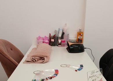 Manicure station at Once Upon A Nail, Horbury, England, GB, showcasing a clean and inviting nail care setup.