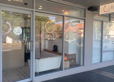 Halo Sanctuary's elegant front facade in Ramsgate, New South Wales, AU, showcasing inviting entryway.