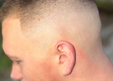 Close-up of a high fade haircut at High Fade, Madan, Smolyan, BG, showcasing sharp styling.