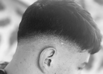 Close-up of a high fade haircut at high fade venue, Madan, Smolyan, BG, showcasing modern grooming styles.