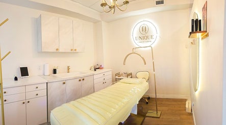 Luxury treatment room at Unique Lash Lift & Brow, Vancouver, British Columbia, CA. Chic décor and relaxing ambiance.