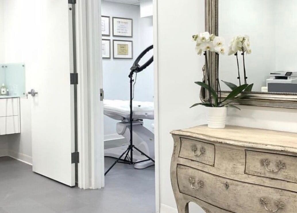 Elegant treatment room at Aesthetinks Wellness Studio, Riverview, Florida, US, with decor and professional setup.