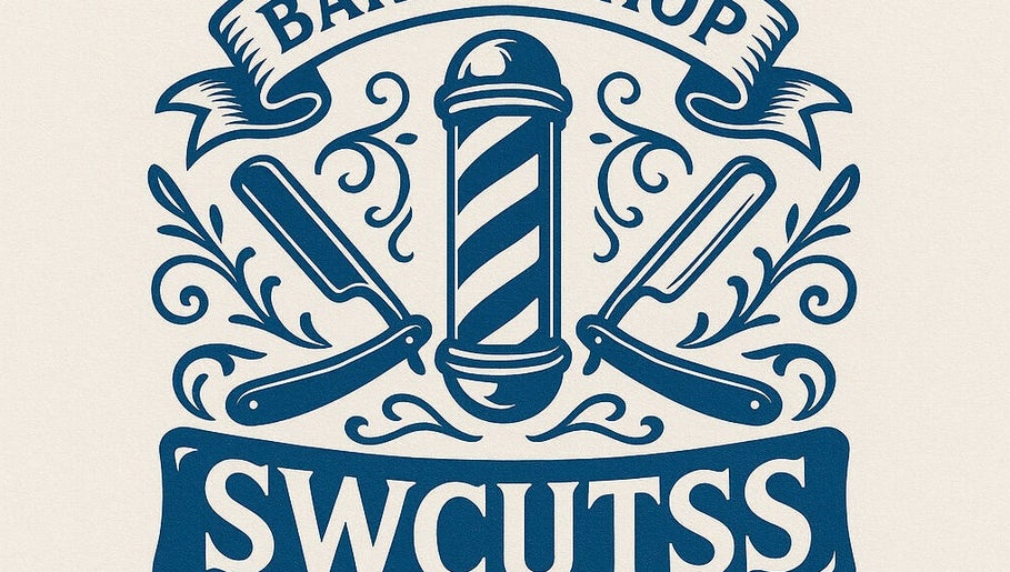 Ontwerp van het barbershoplogo van sw.cutss in Leiden, Zuid-holland, NL.