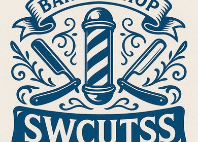 Ontwerp van het barbershoplogo van sw.cutss in Leiden, Zuid-holland, NL.