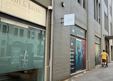 Lumi Lash & Brow exterior, Ultimo, New South Wales, AU, showcasing modern urban design.
