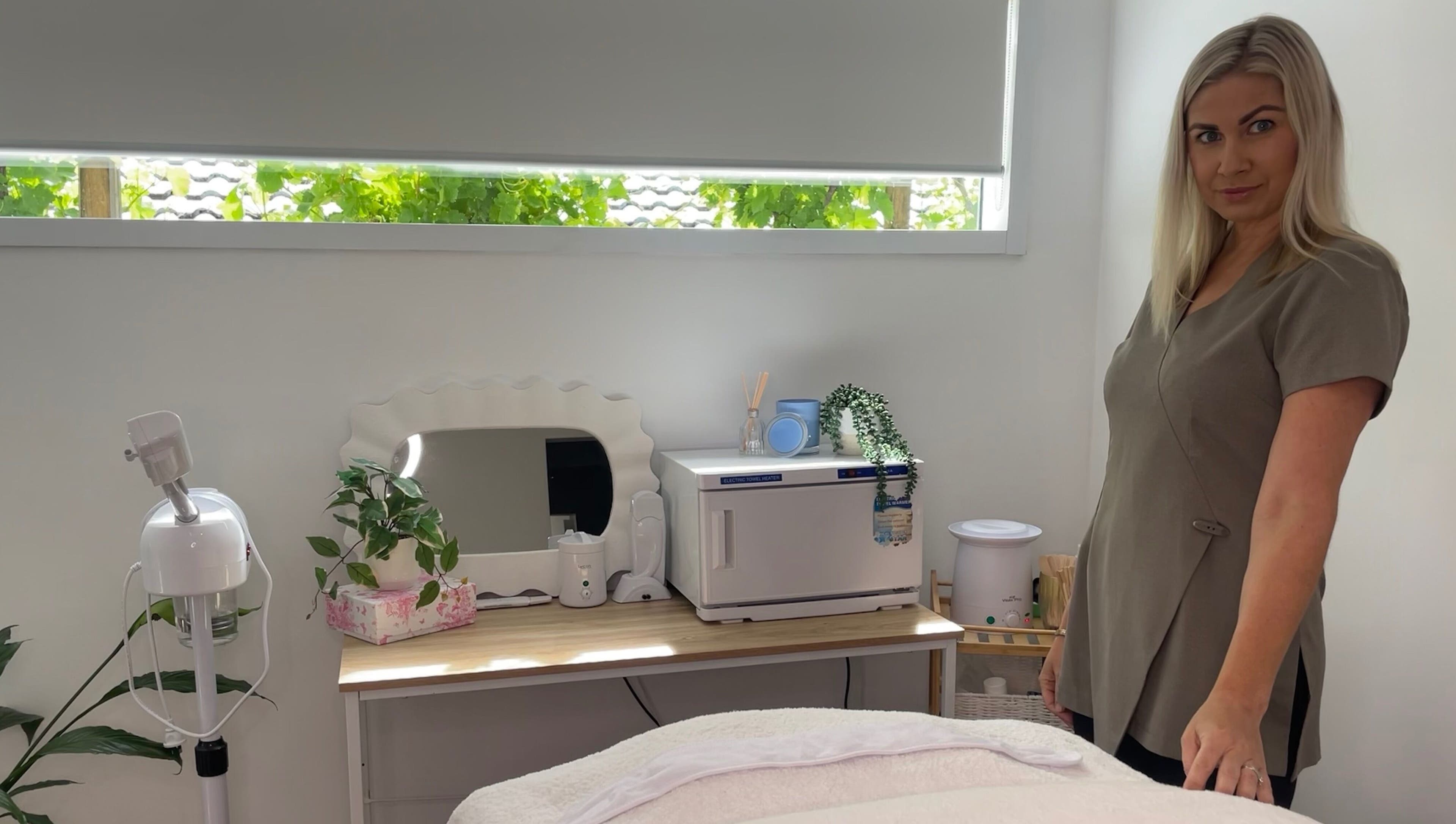 Calming treatment room at Luminous Skin and Beauty by Maris, Duncraig, Western Australia, AU.