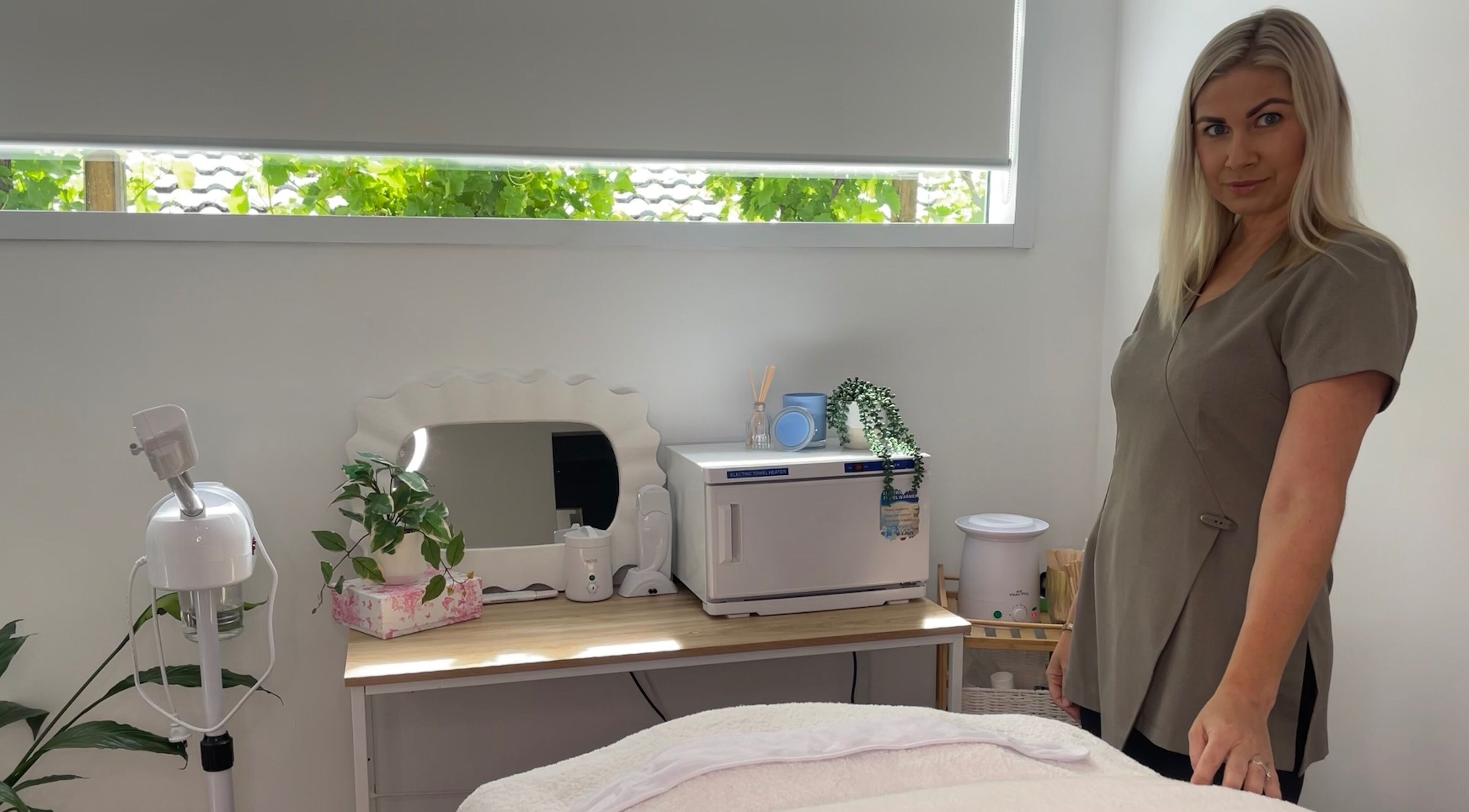 Calming treatment room at Luminous Skin and Beauty by Maris, Duncraig, Western Australia, AU.