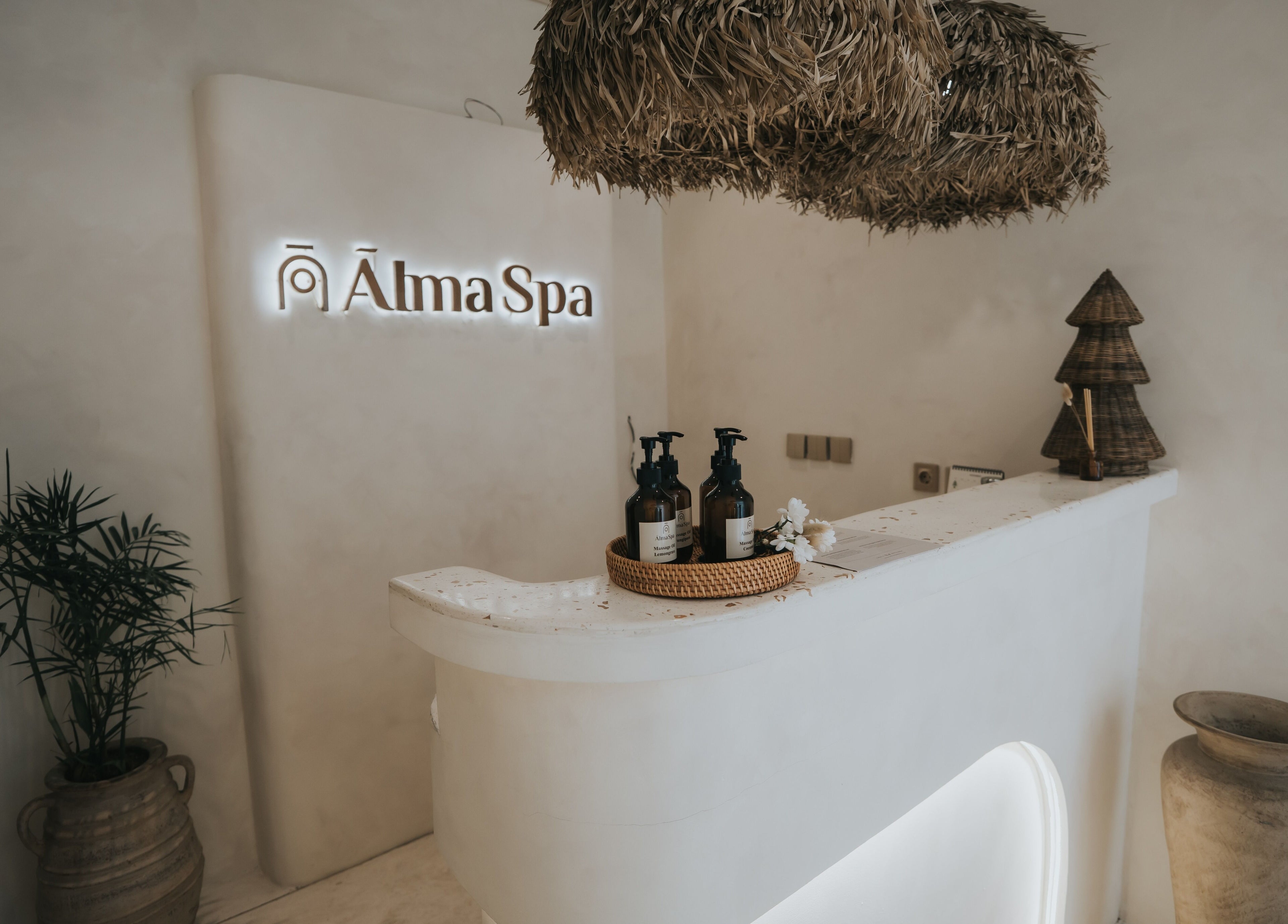 Reception area of Alma Spa Bali Canggu featuring natural decor in Bali, Bali, ID.