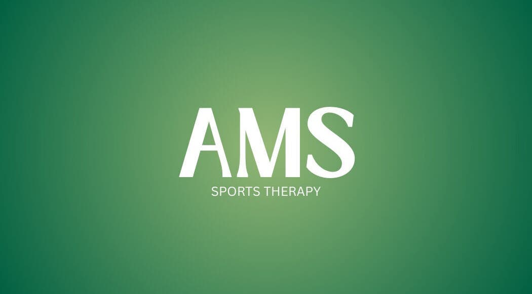 AMS Sports Therapy logo on green background, located in Wishaw, Scotland, GB.