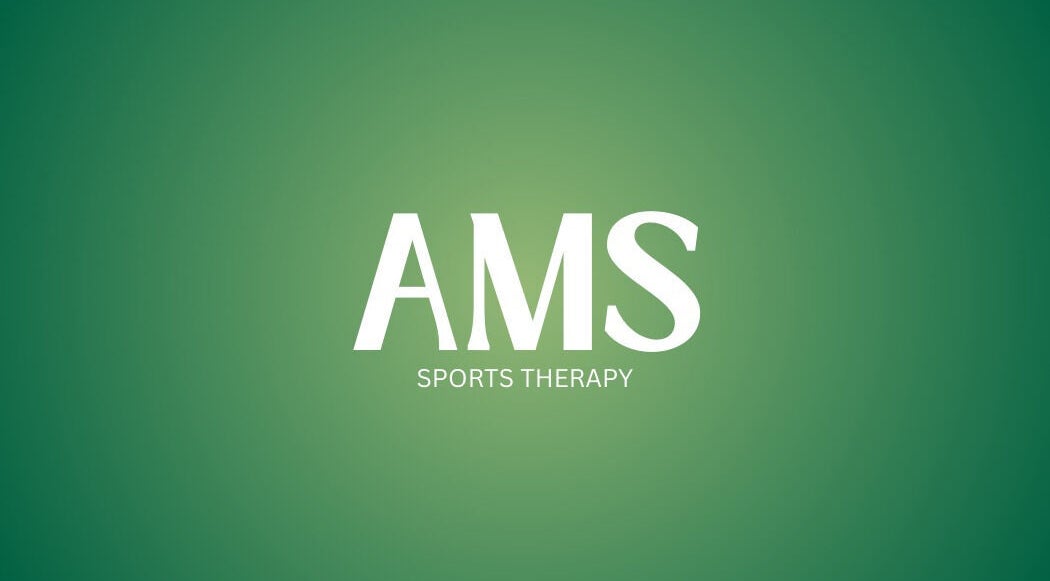 AMS Sports Therapy logo on green background, located in Wishaw, Scotland, GB.