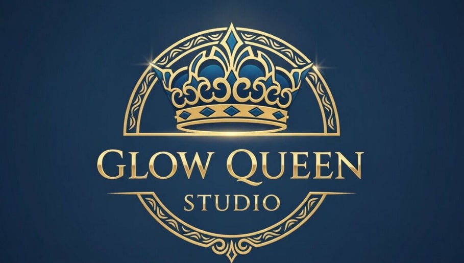 Elegant logo of Glow Queen Studio in gold and blue, San Juan, San Juan-laventille Regional Corporation, TT.