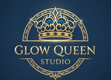 Elegant logo of Glow Queen Studio in gold and blue, San Juan, San Juan-laventille Regional Corporation, TT.