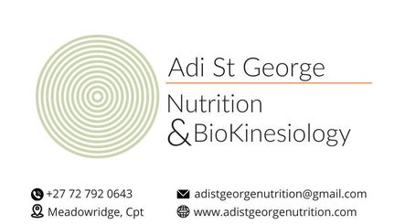 Logo of Adi St George Nutrition & BioKinesiology in Cape Town, Western Cape, ZA with contact details.