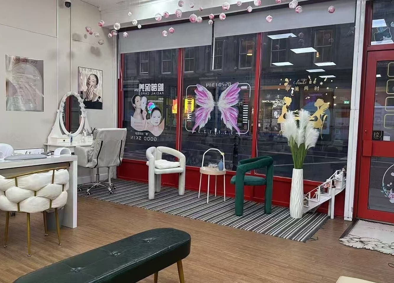 Interior of Uniview Art in Edinburgh, Scotland, GB showcasing elegant beauty and wellness space.