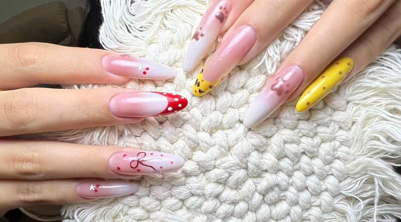 Elegant nail art with colorful designs at 14 haymarket terrace, Edinburgh, Scotland, GB.