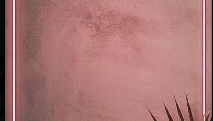 Elegant pink textured wall with modern decor at She & He Studio, Llanybydder, Wales, GB.