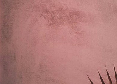 Elegant pink textured wall with modern decor at She & He Studio, Llanybydder, Wales, GB.