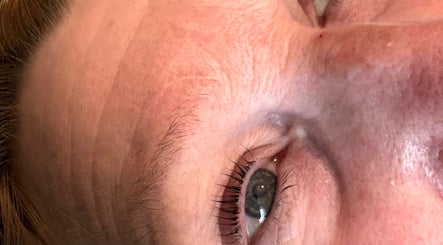 Close-up of a client’s eye showcasing lash enhancement at sslashnbrow, Port Talbot, Wales, GB.