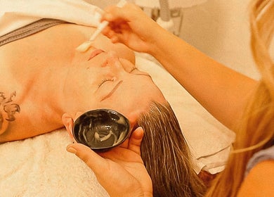 Person receiving facial treatment at Balanced Beauty by Leandra in Fort Pierce, Florida, US.