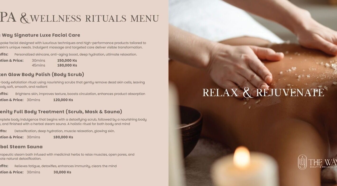 Experience luxury spa rituals at The Way Beauty & Wellness Spa in Taunggyi, Shan State, MM for ultimate rejuvenation.