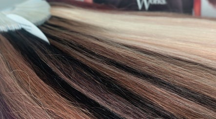 Close-up of diverse hair extensions at The Extension Bar, Onchan, Isle of Man, GB.