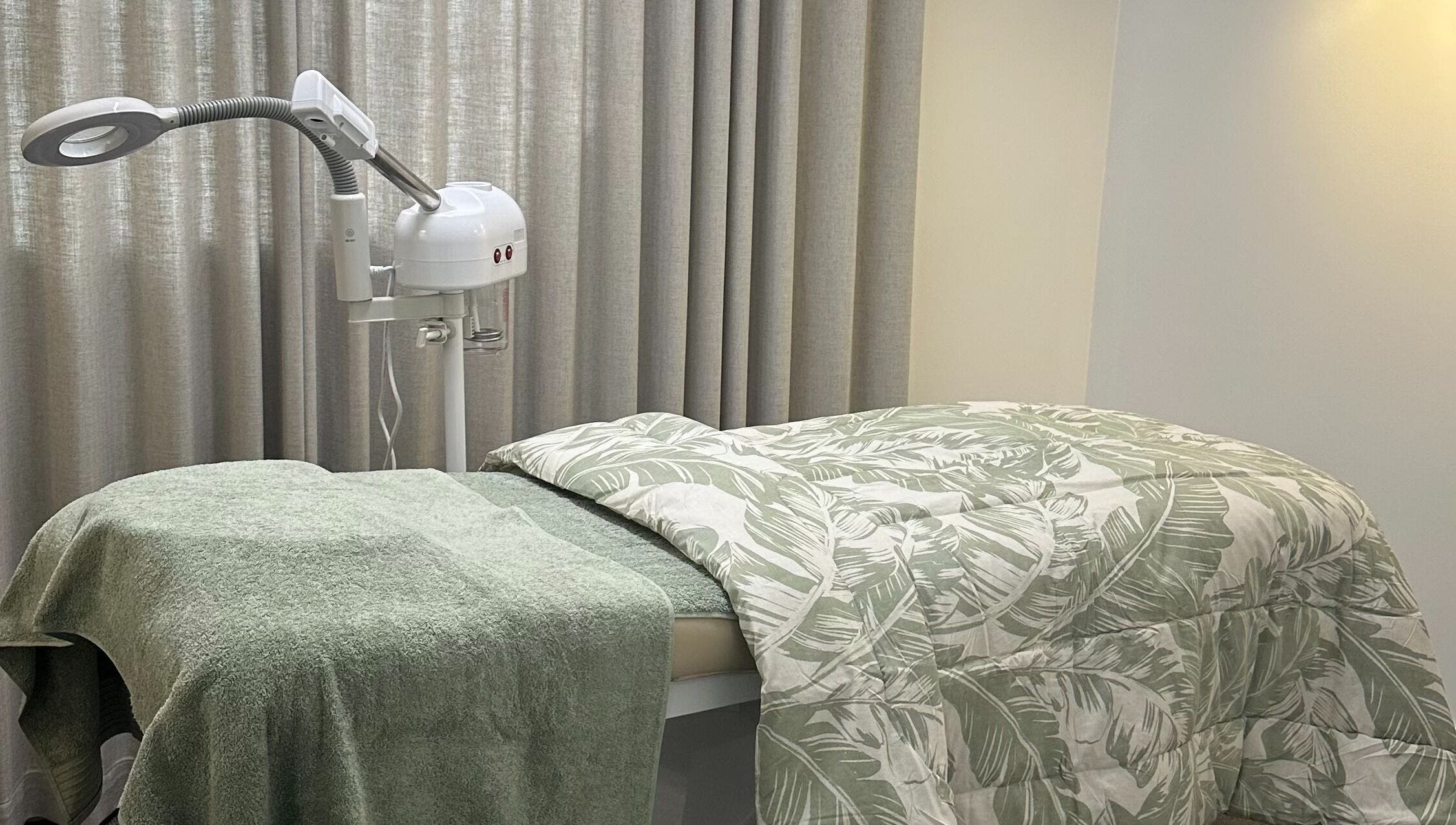 Elegant treatment bed at Nava Beauty Salon, Christchurch, Canterbury Region, NZ.