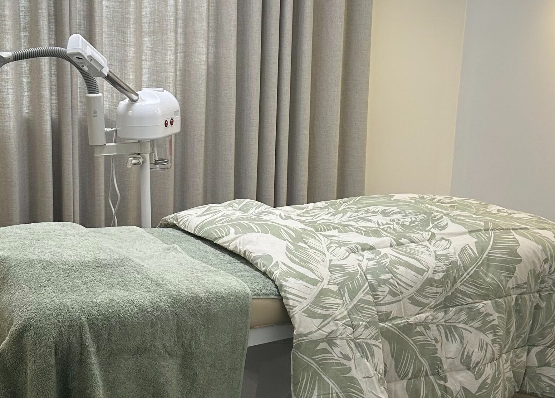 Elegant treatment bed at Nava Beauty Salon, Christchurch, Canterbury Region, NZ.