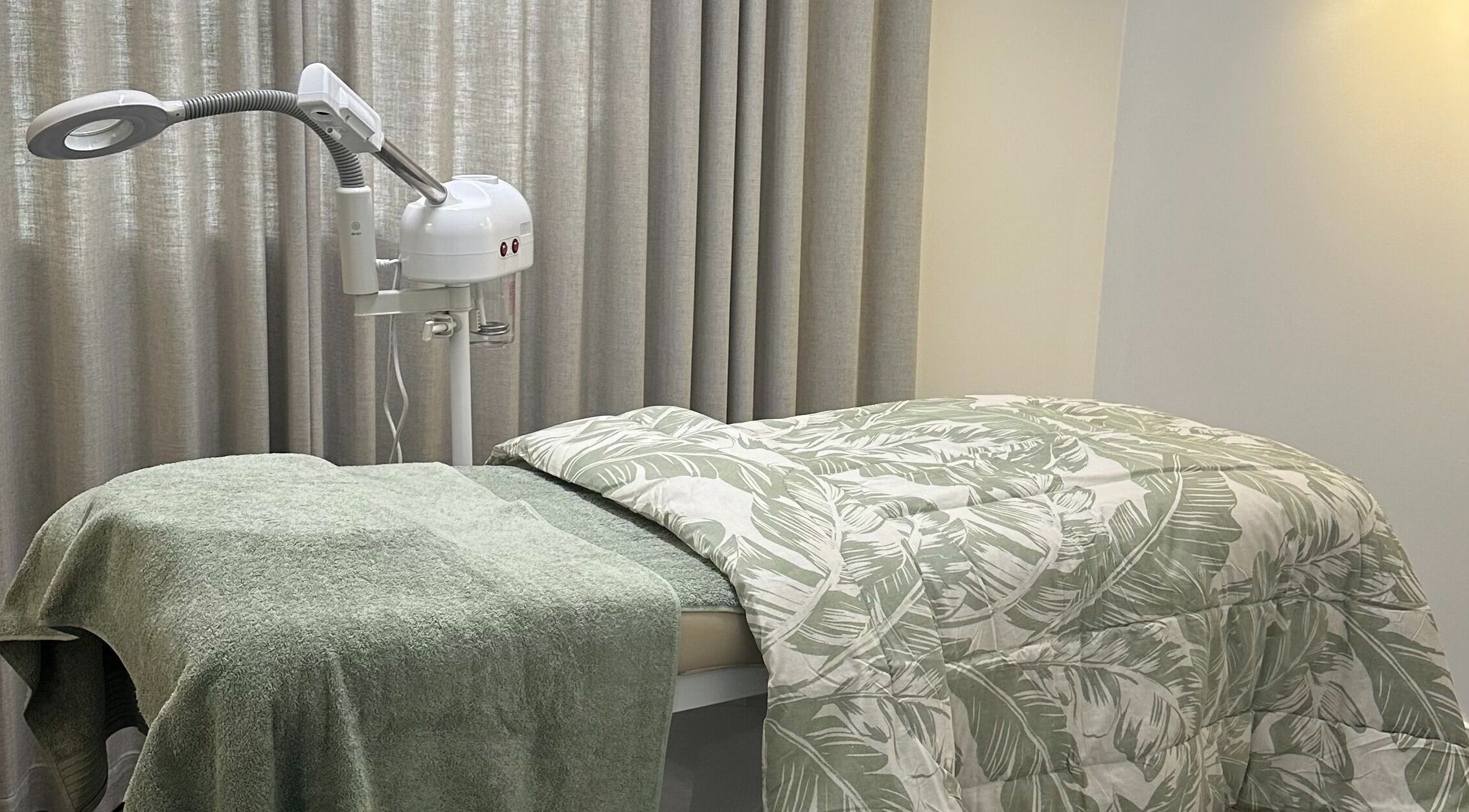 Elegant treatment bed at Nava Beauty Salon, Christchurch, Canterbury Region, NZ.