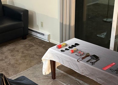 Cozy FT Cuts salon setup with tools in Sylvania, Ohio, US, ready for styling.