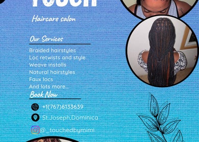 Mimi’s Touch haircare services poster in St.Joseph, Saint Joseph Parish, DM showcasing braided styles.