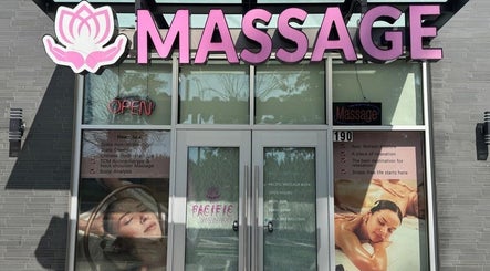 Entrance of Pacific Massage & Head Spa in Redmond, Washington, showcasing inviting spa signage.