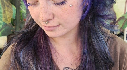 Purple hair styling at Poppy The Hair Fairy in Brighton And Hove, England, GB.