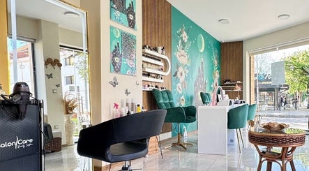 Elegant salon interior at Kazachok, Sofia, Sofia City Province, BG, featuring chic decor and modern styling chairs.