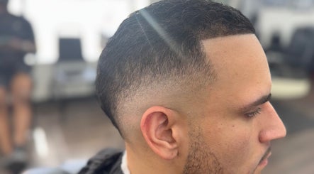 Close-up of a precision fade haircut at First Klass Barbershop in Trenton, New Jersey, US.