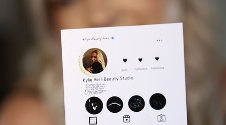 Profile card at Kylie’s Beauty Studio in Cape Town, highlighting services like makeup and lashes.